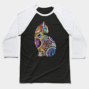 Mosaic colorful cat with dragonfly Baseball T-Shirt